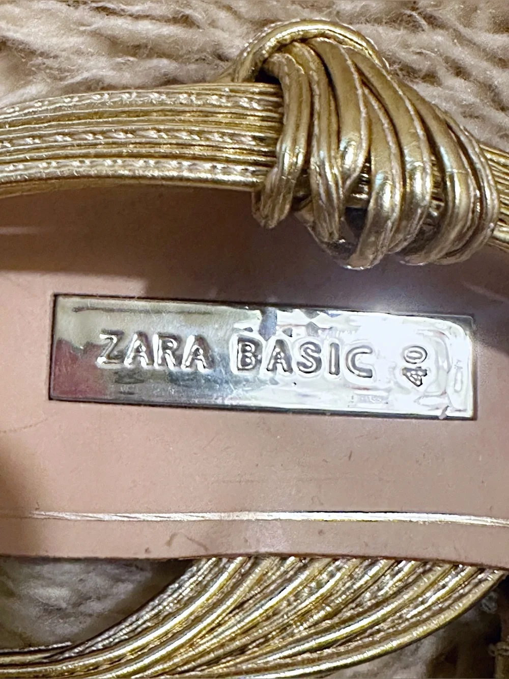 Zara Metallic Gold Braided Flat Sandals - Picture 6 of 7